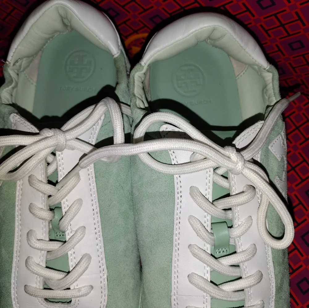 Tory Burch💥 Mint Chip Tiffany Green TT LOGO Womrnd Shoes Sneakers - Sz 9